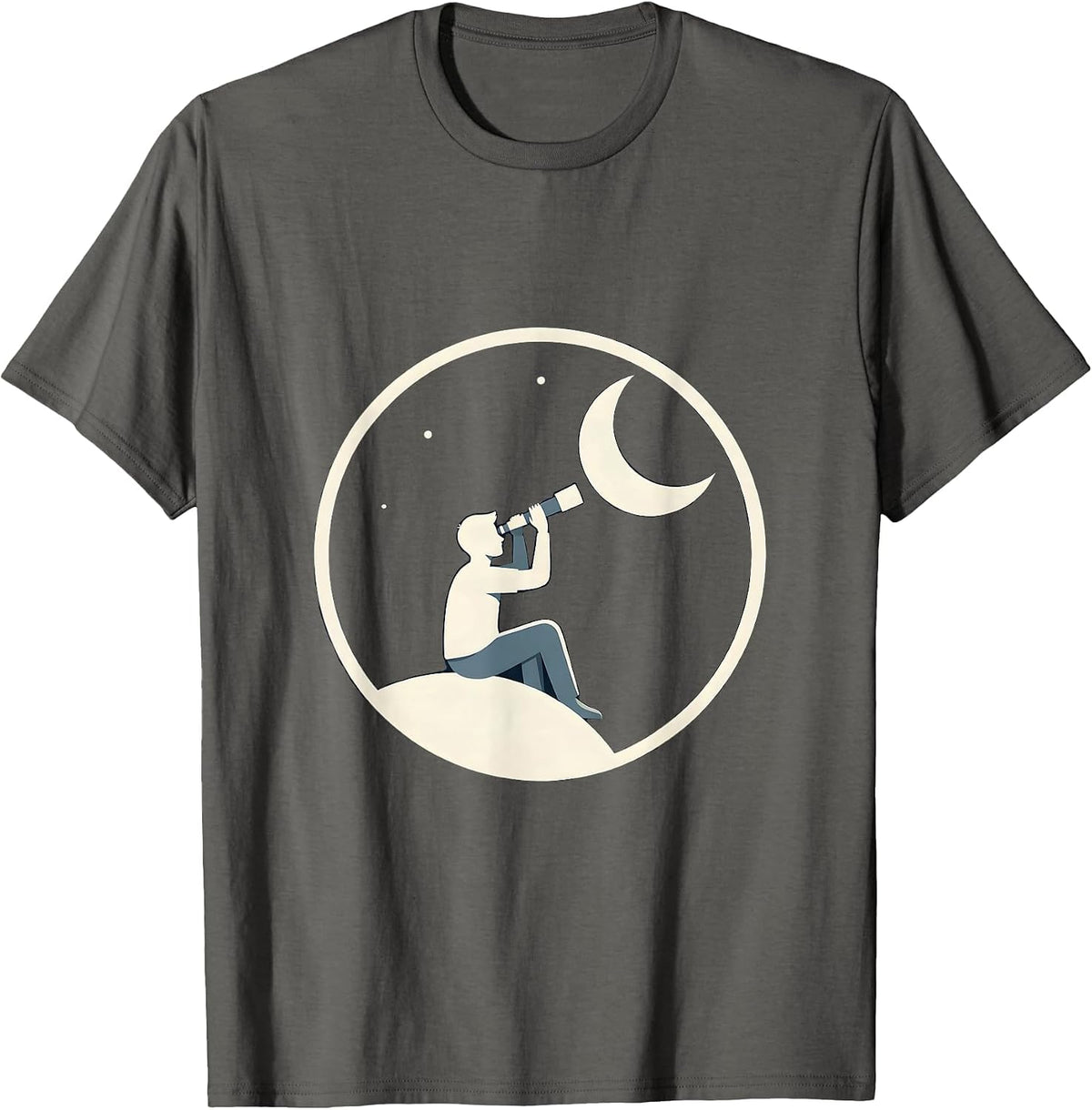 Men's Stargazing Telescope Night Sky Astronomy Design T-Shirt - Asphalt Grey