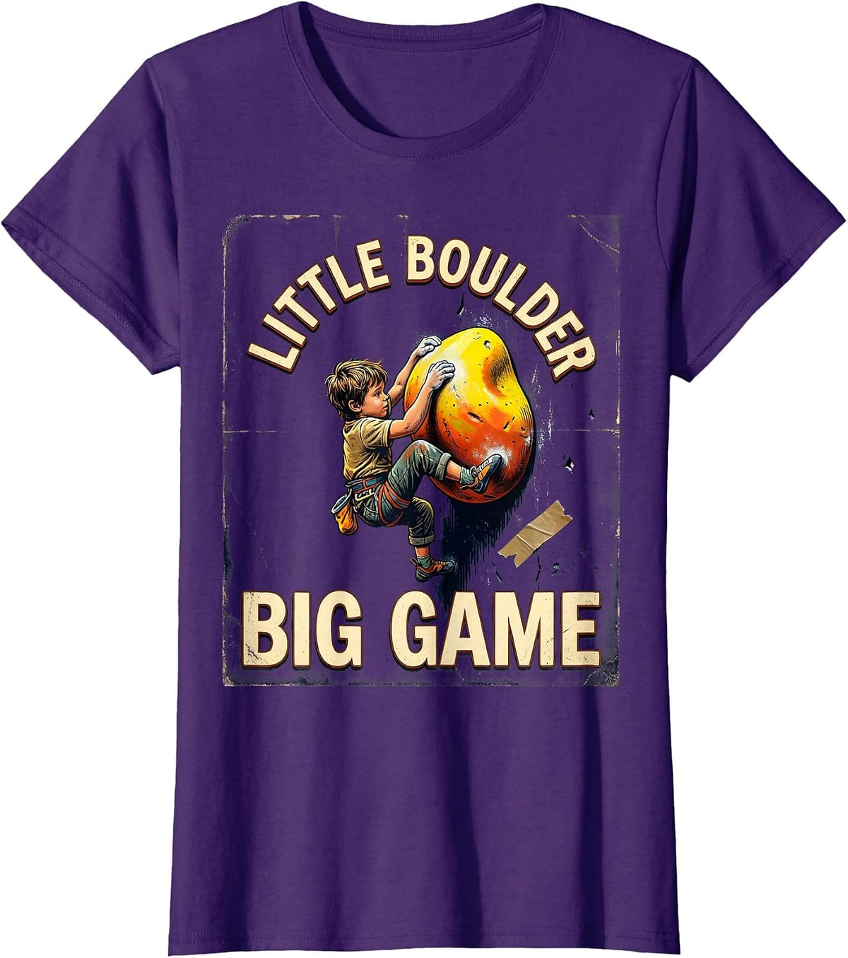 Women's Little Boulder Big Game Vintage Rock Climbing Bouldering T-Shirt - Purple
