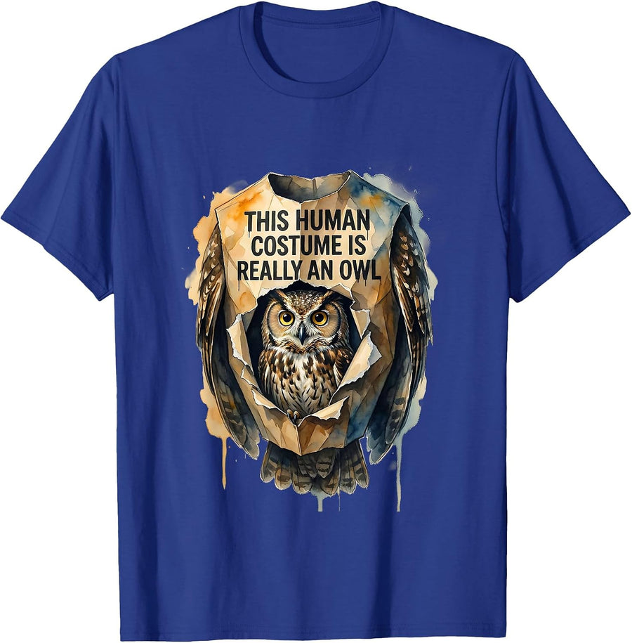 This Human Costume Is Really An Owl Funny Halloween Animal T-Shirt - Royal Blue