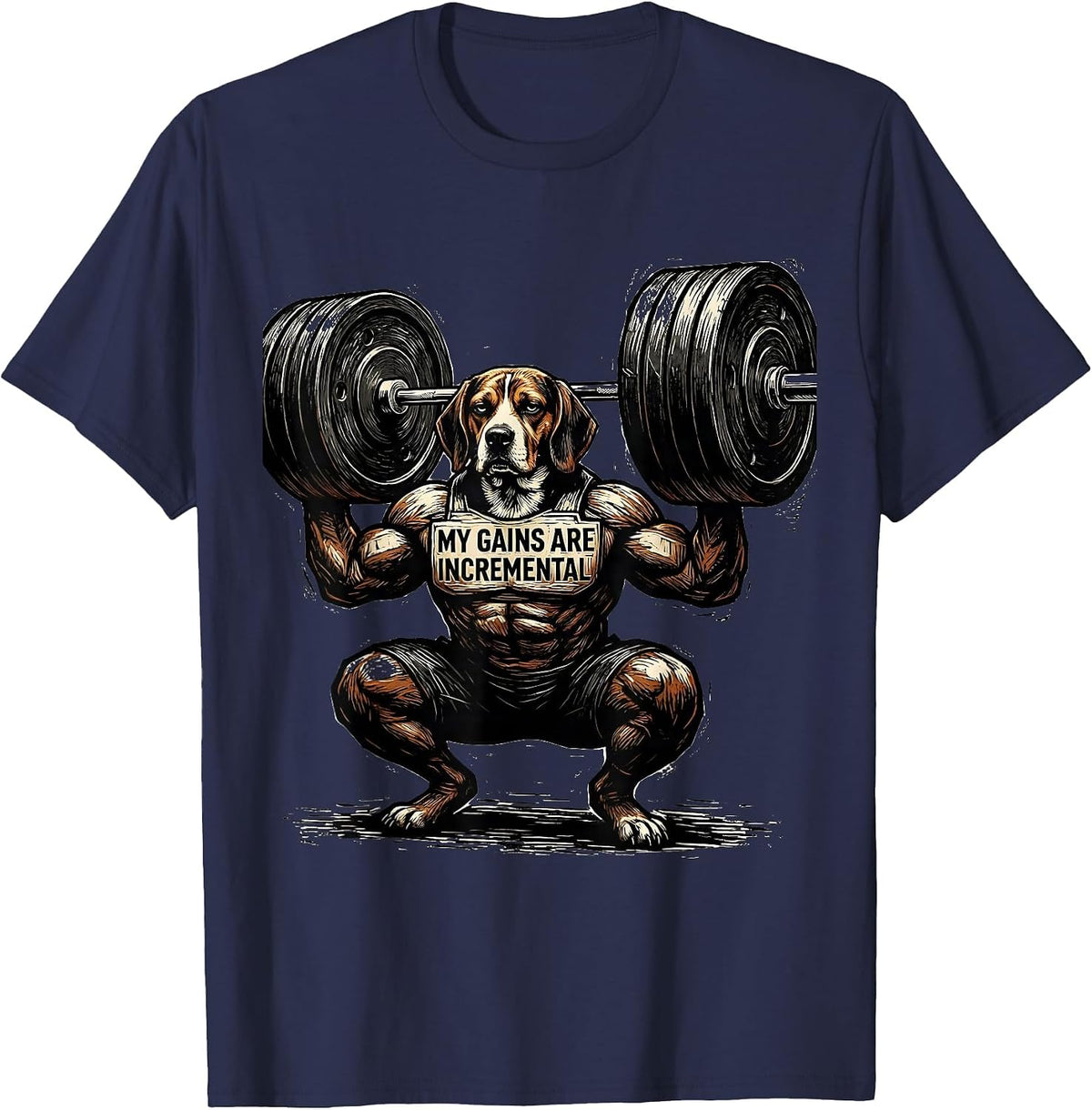 Men's My Gains Are Incremental Funny Gym Weightlifting Workout T-Shirt - Navy Blue