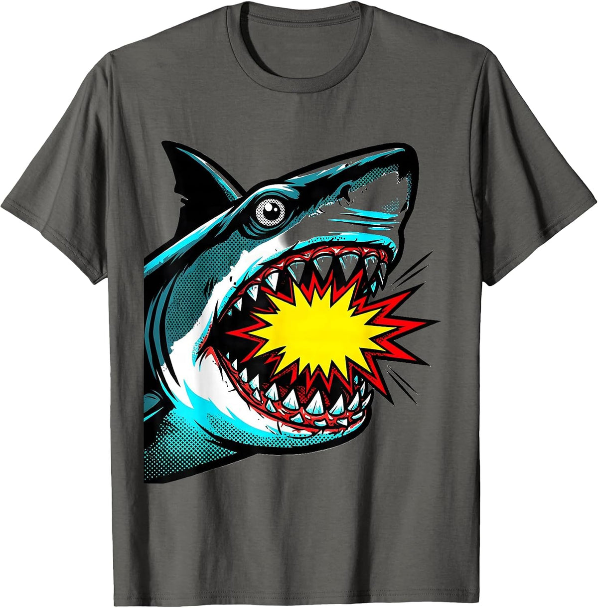 Shark Jaw Pop Art Halloween Costume T-Shirt - Asphalt Grey