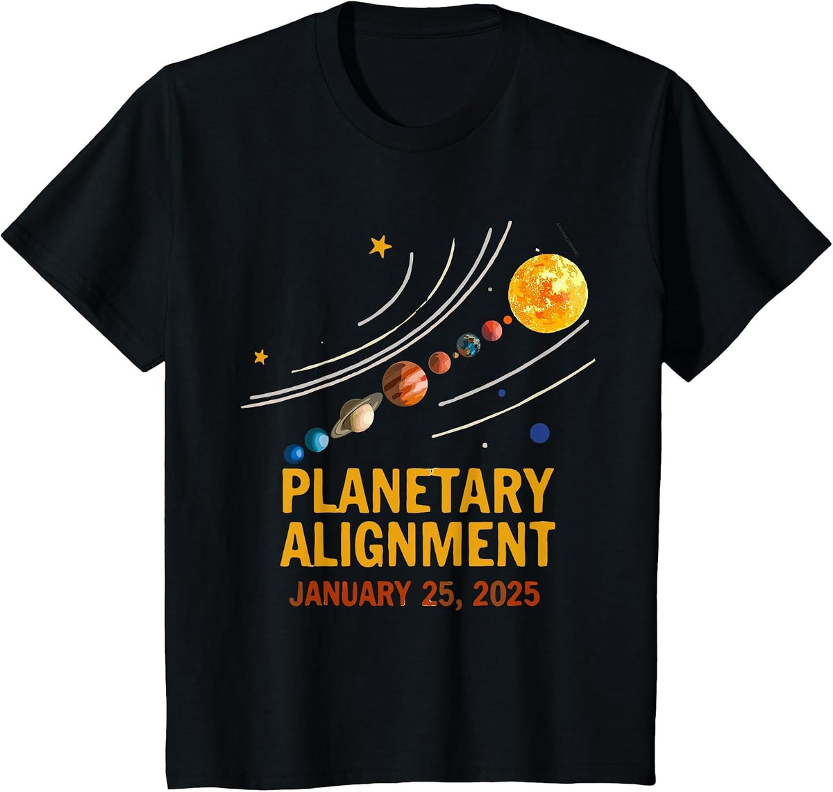 System Solar Planets Planetary Alignment January 25th 2025 T-Shirt - Black
