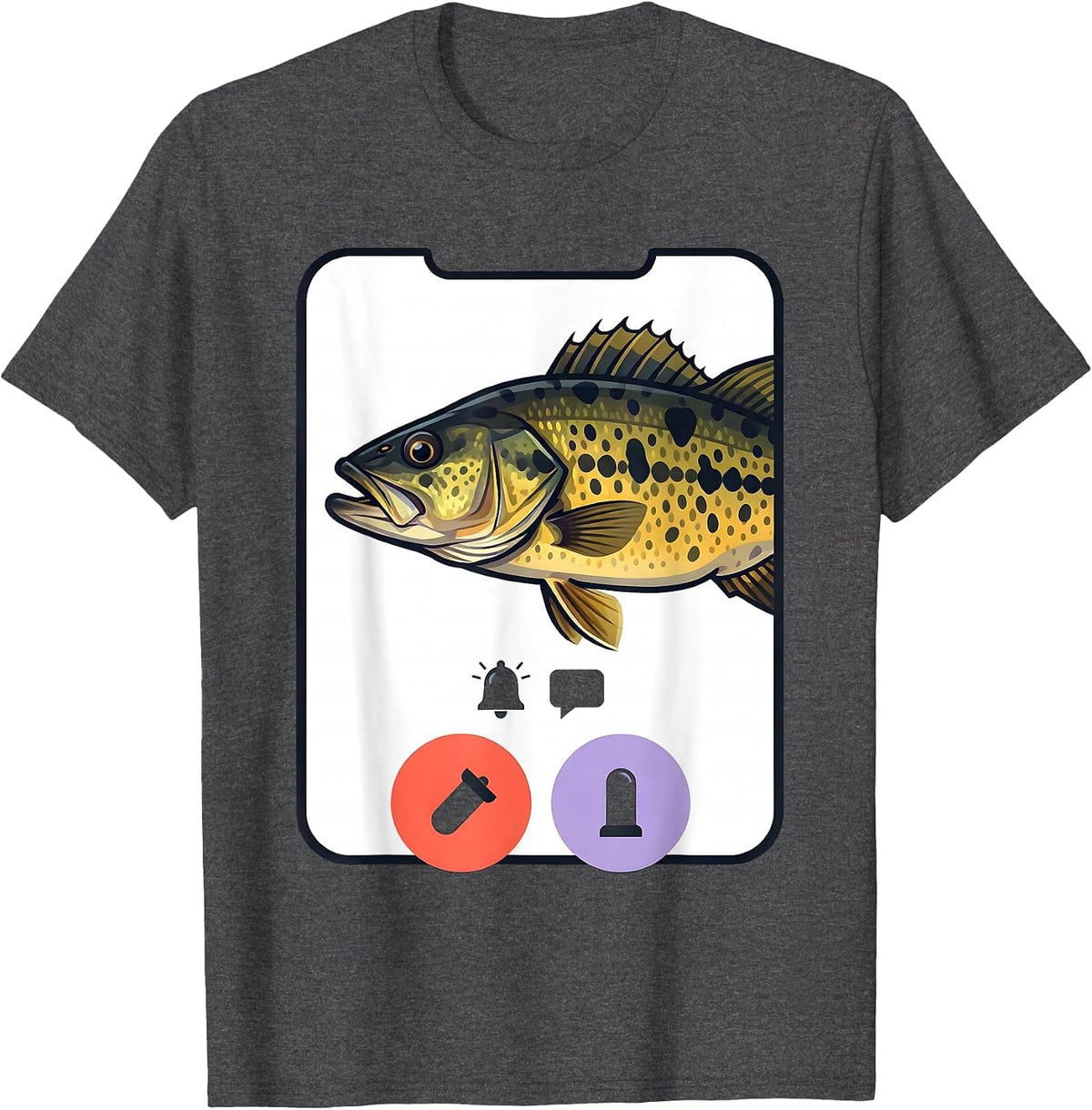 Spotted Bass Phone Call Decline Accept Funny Fishing Meme T-Shirt - Dark Heather Grey