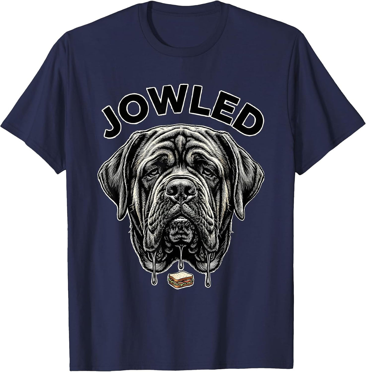 Men's JOWLED Funny Jowls Mastiff Dog Mom Dog Dad Breed Humor T-Shirt - Navy Blue
