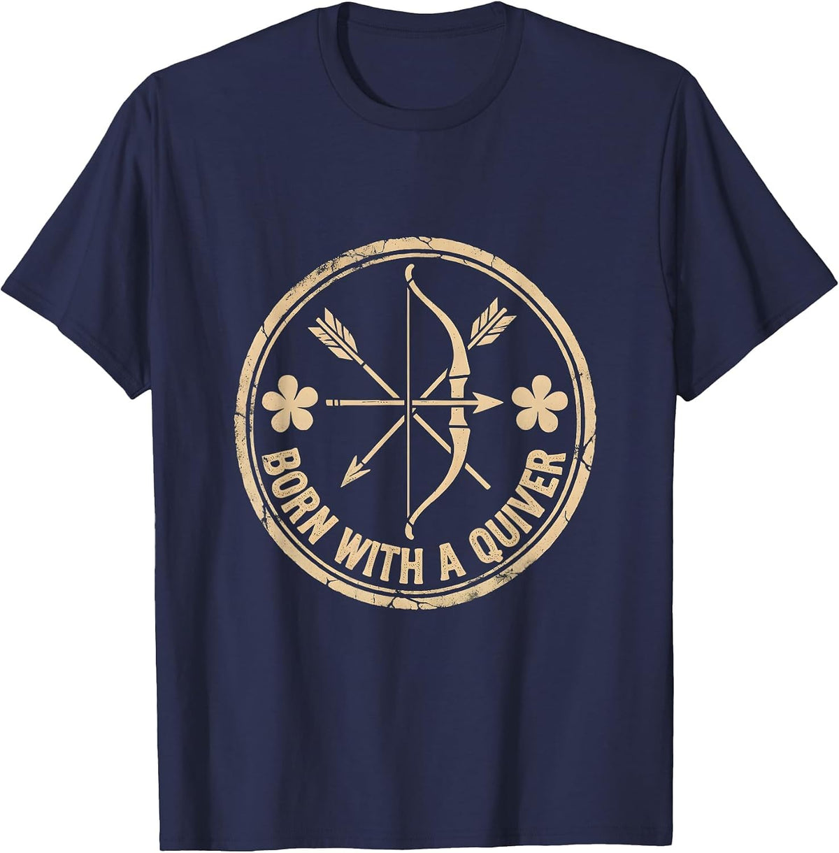 Born With a Quiver Archery Lover Design T-Shirt - Navy Blue