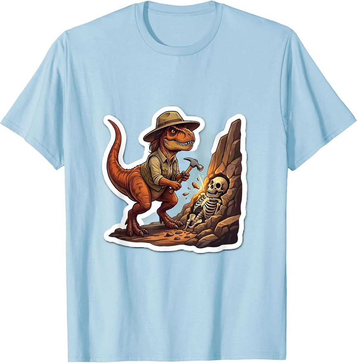 Men's Dinosaur Women Geologist Fossil Discovery Design T-Shirt - Baby Blue