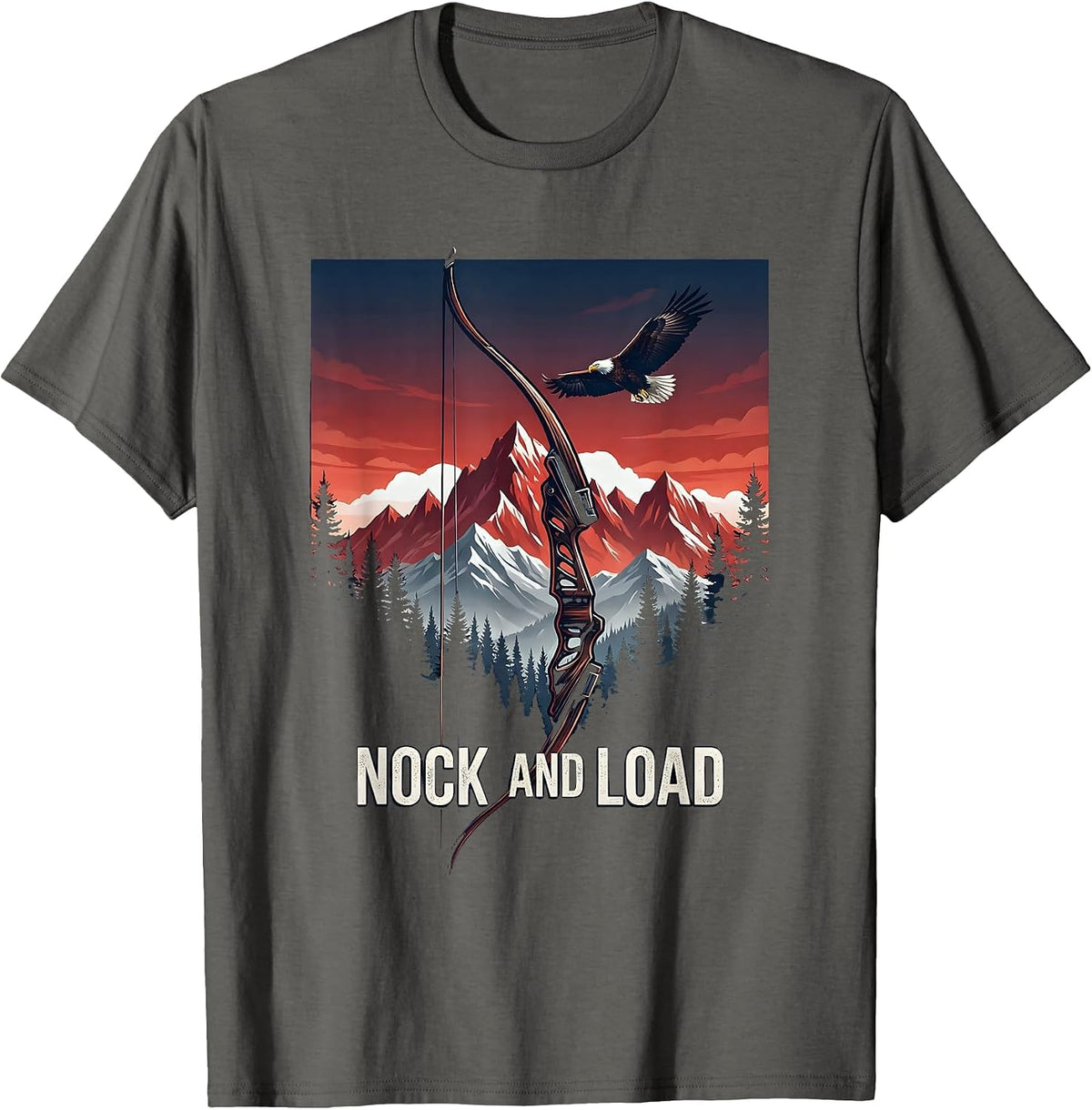 Nock and Load Archery Bow and Arrow Design T-Shirt - Asphalt Grey