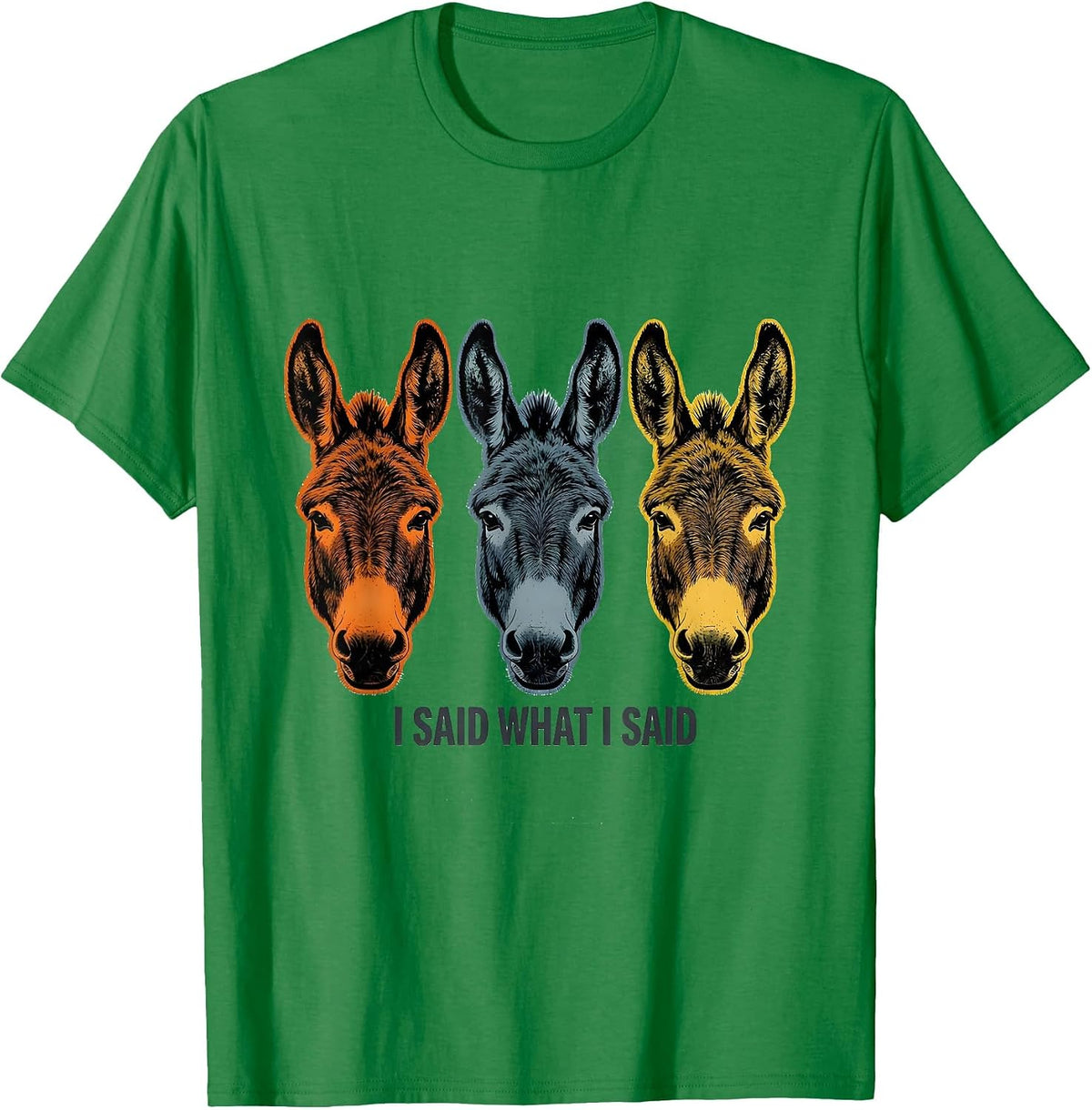 Men's I Said What I Said Funny Donkey Farm Animal Humor T-Shirt - Kelly Green