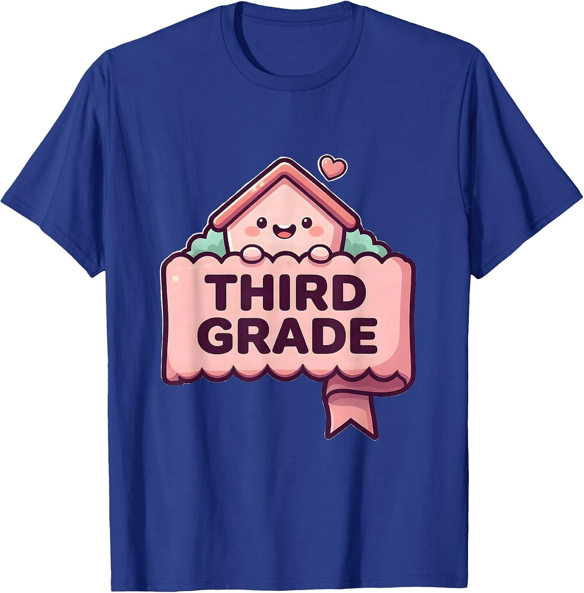 Third Grade Cute Kawaii Schoolhouse Mascot Back To School T-Shirt - Royal Blue