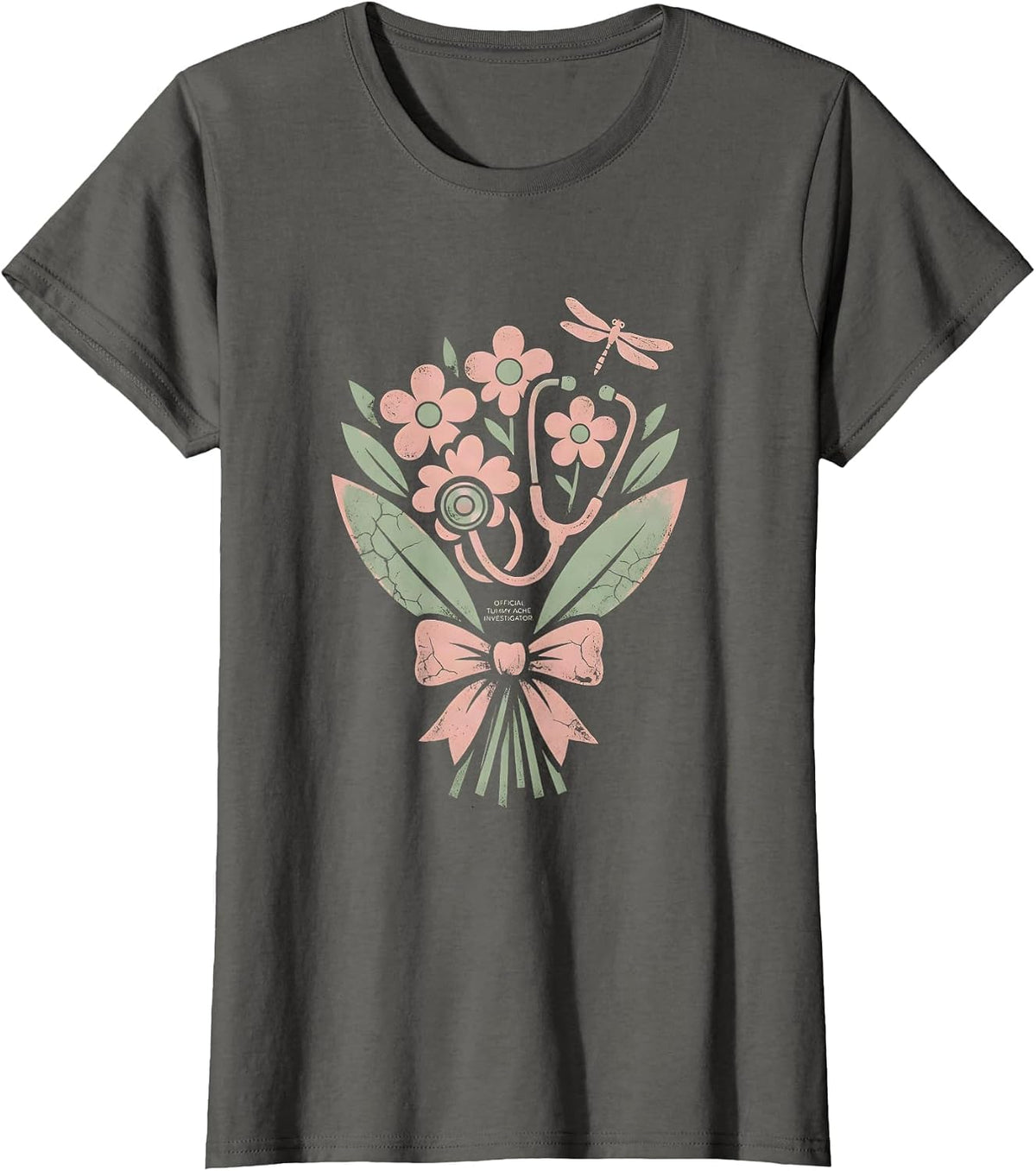Women's Official Tummy Ache Investigator School Nurse T-Shirt - Asphalt Grey