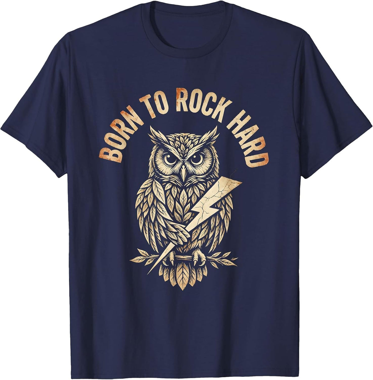 Born To Rock Hard Vintage Rock Band Men Design T-Shirt - Navy Blue