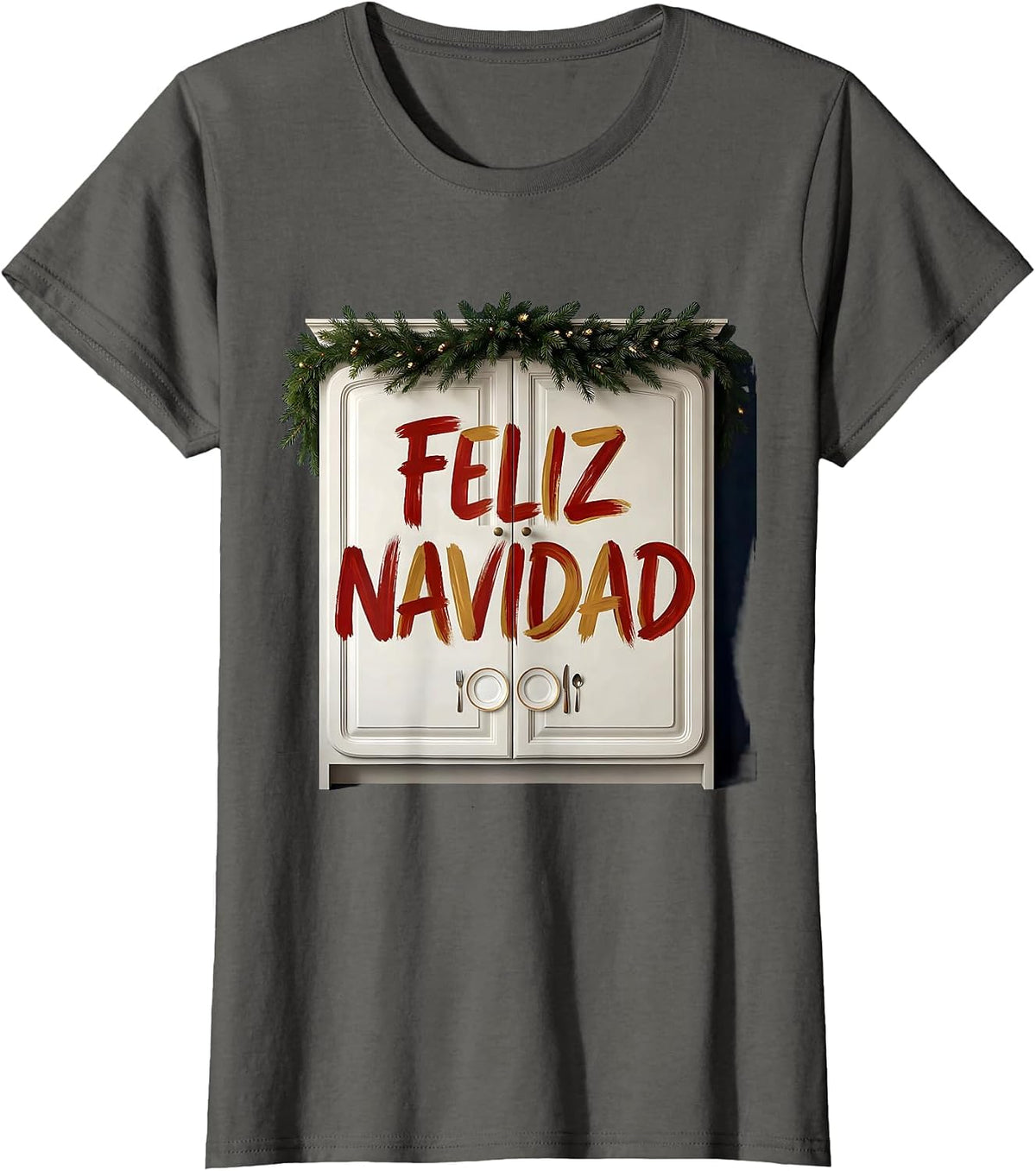 Women's Feliz Navidad Spanish Mexican Christmas Family Matching T-Shirt - Asphalt Grey