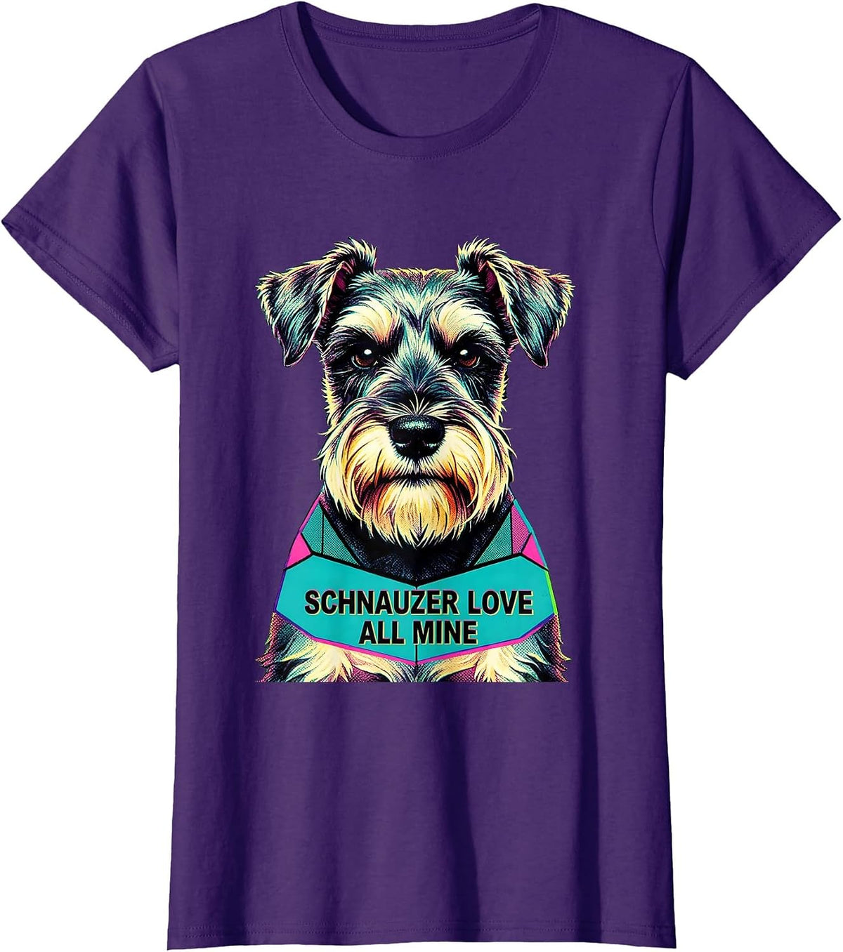 Women's Schnauzer Love All Mine Funny Miniature Schnauzer Lover T-Shirt - Purple