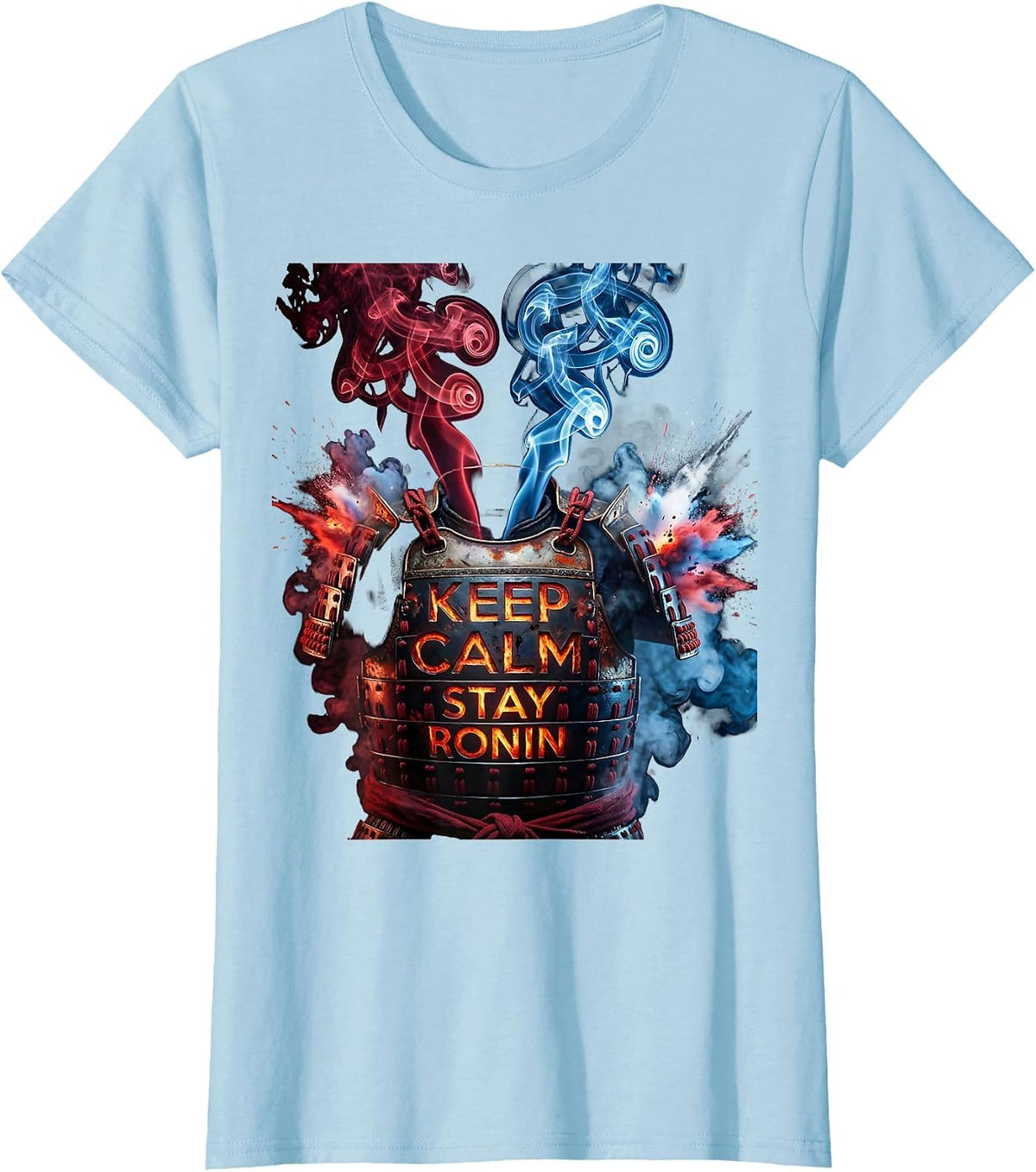 Keep Calm Stay Ronin Japanese Warrior Design T-Shirt - Baby Blue