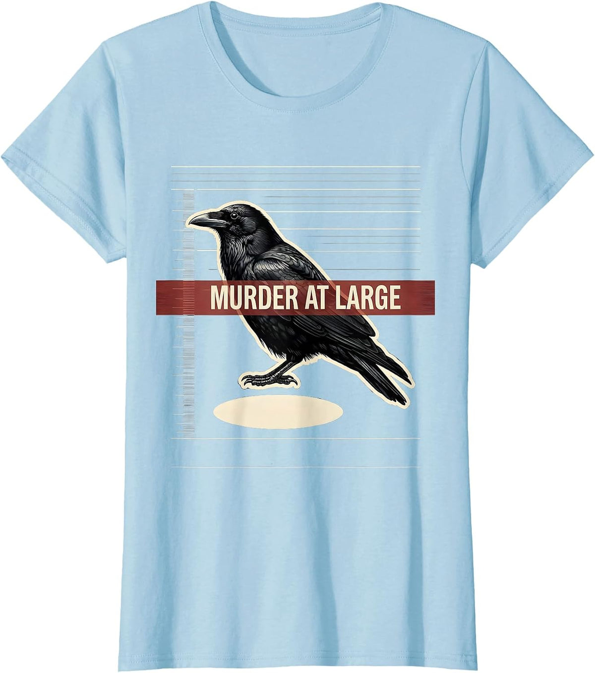 Murder At Large Minimalist Crow Raven Gothic Humor T-Shirt - Baby Blue