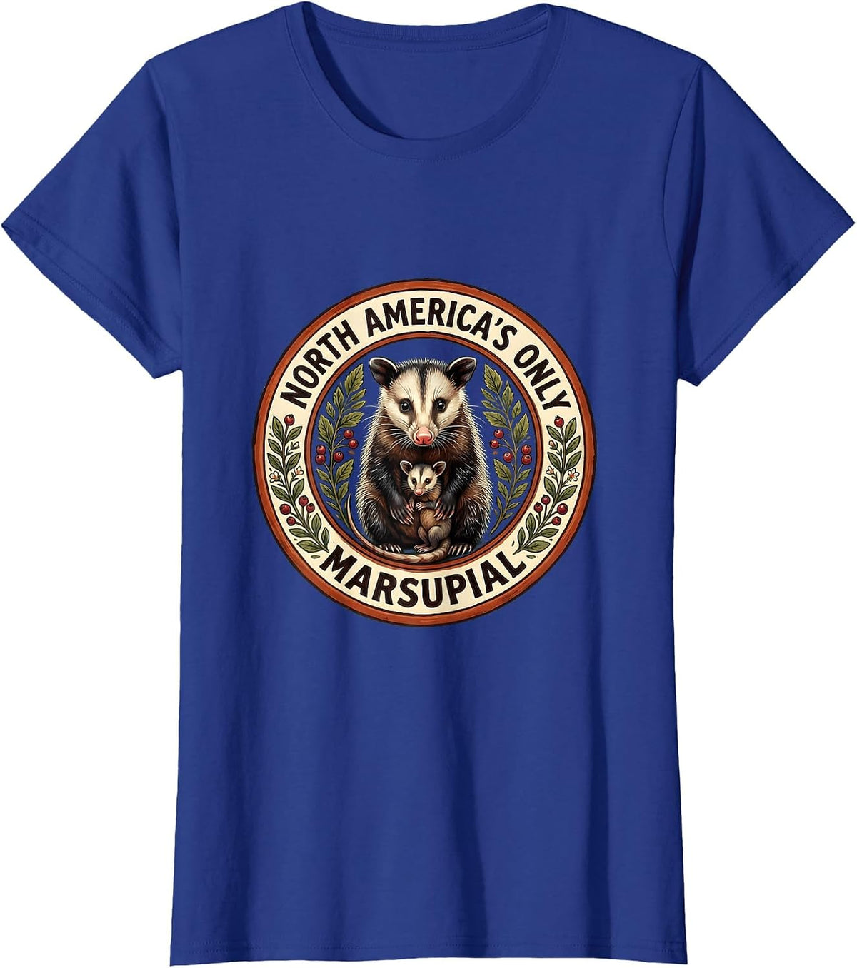North America's Only Marsupial Opossum Design T-Shirt - Royal Blue