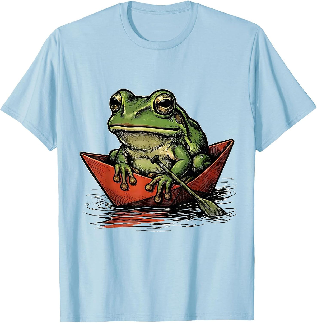 Men's Squat Frog Lounging Cartoon Humor Meme Lover T-Shirt - Baby Blue