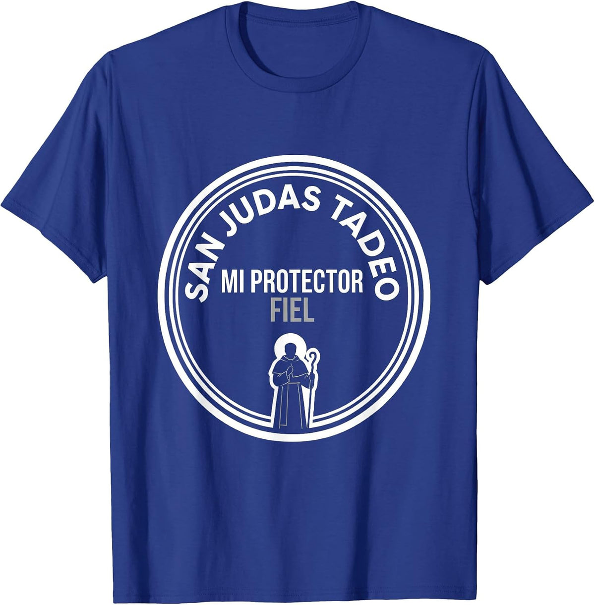 Men's San Judas Tadeo Mi Protector Fiel Religious Spanish T-Shirt - Royal Blue