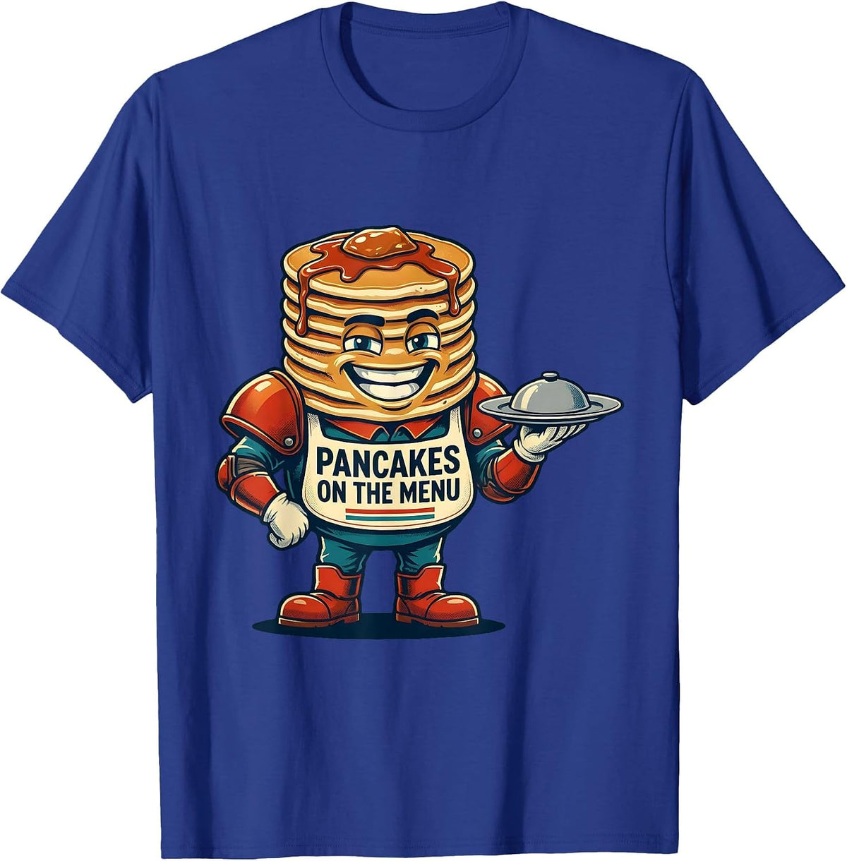 Pancakes On The Menu Retro Football Lineman Humor Offensive T-Shirt - Royal Blue