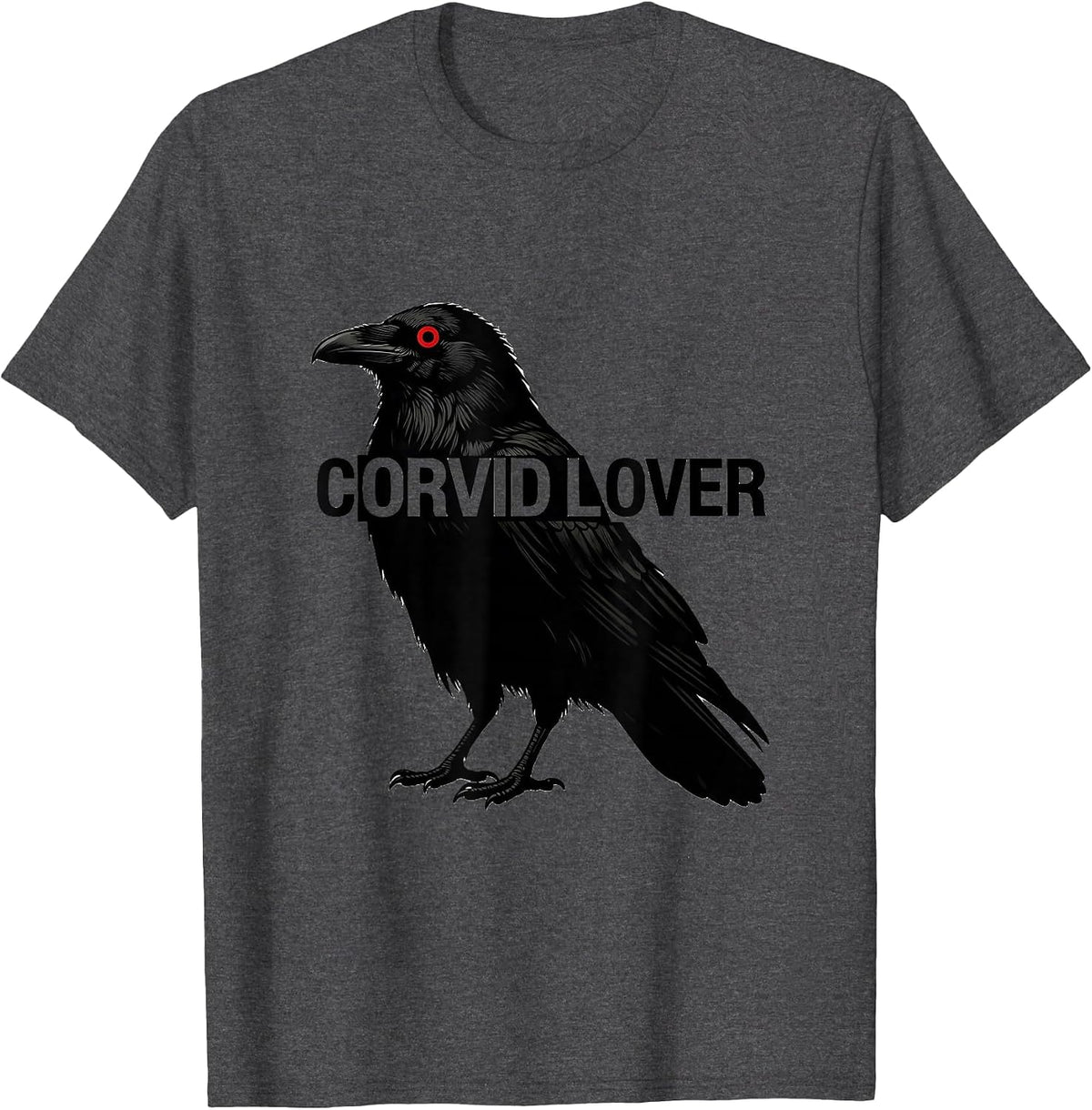 Men's Corvid Lover Minimalist Raven Silhouette Gothic Bird Art T-Shirt - Dark Heather Grey