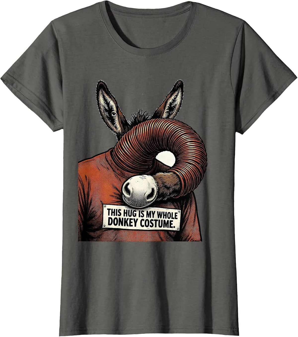 Women's This Hug Is My Whole Donkey Costume Funny Retro Cartoon Meme T-Shirt - Asphalt Grey