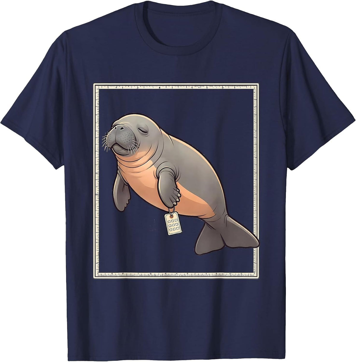 Men's Manatee Cute Kawaii Sea Animal Lover Humor T-Shirt - Navy Blue