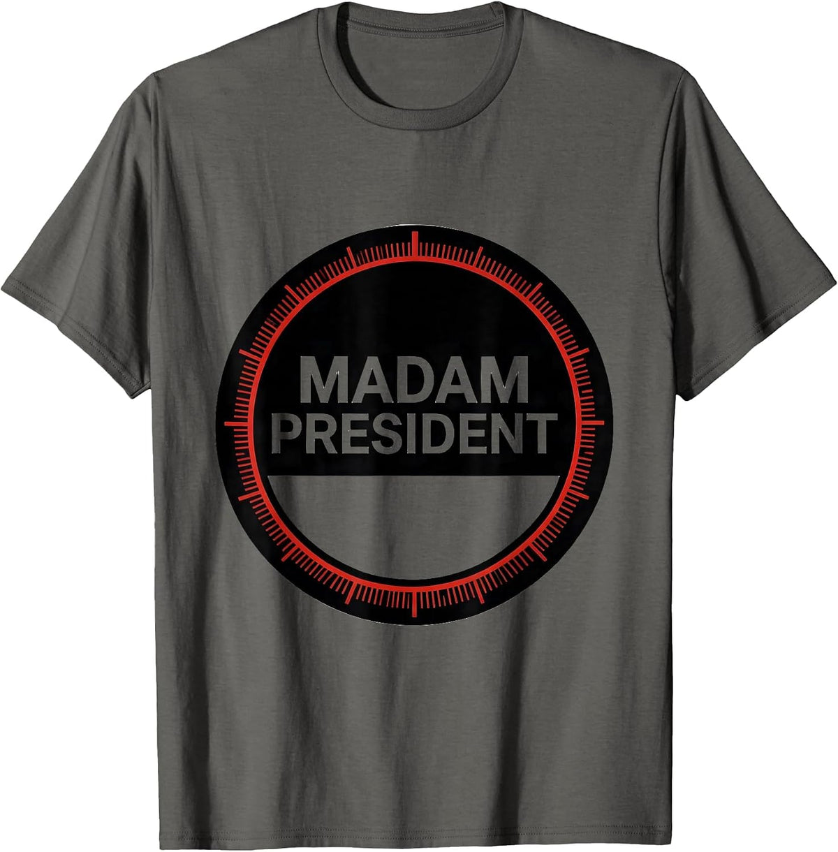 Madam President Aspirational Feminist Identity Retro T-Shirt - Asphalt Grey