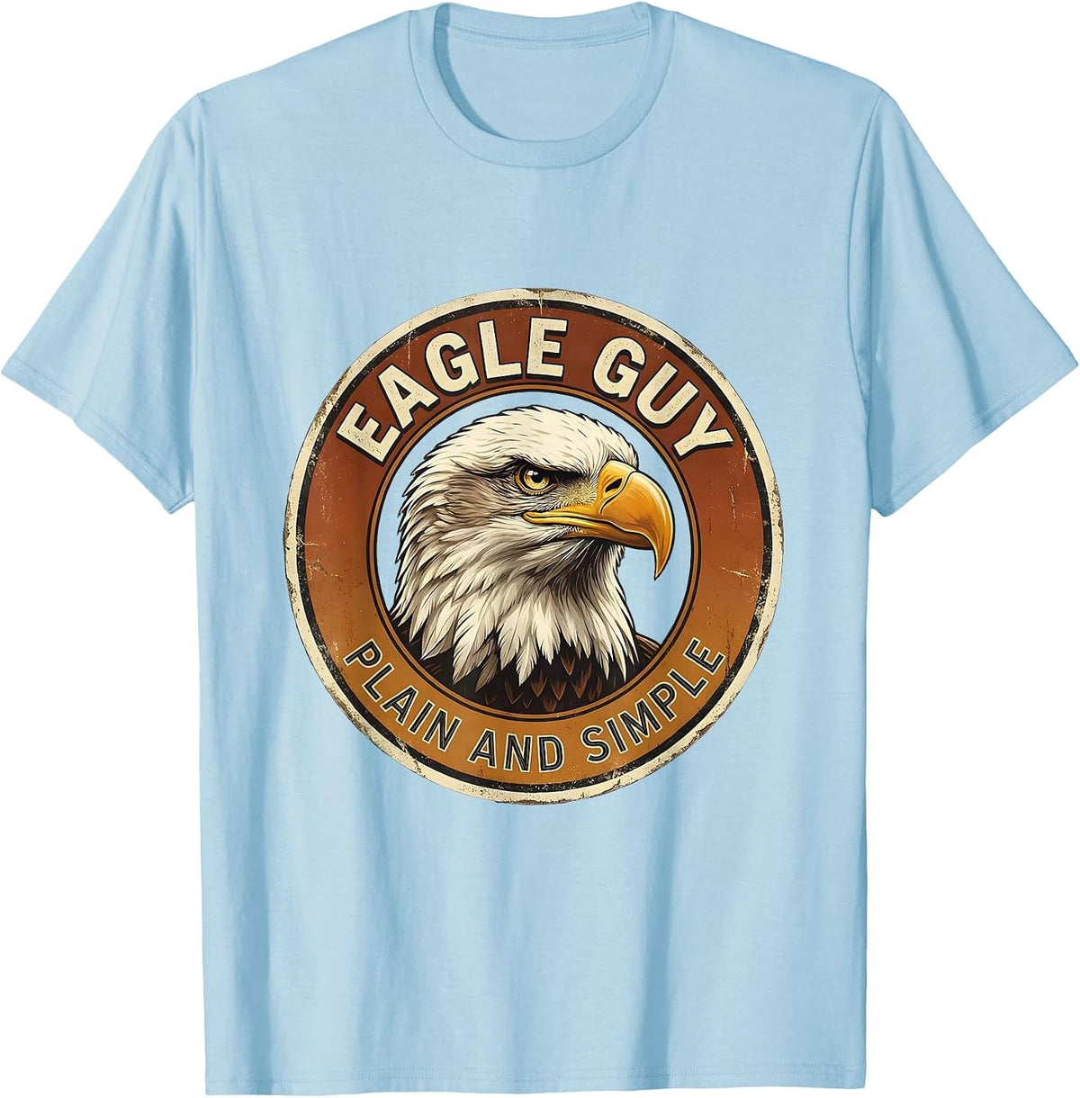 Men's Eagle Guy Plain And Simple Vintage Eagle Lover Faith Gift T-Shirt - Baby Blue