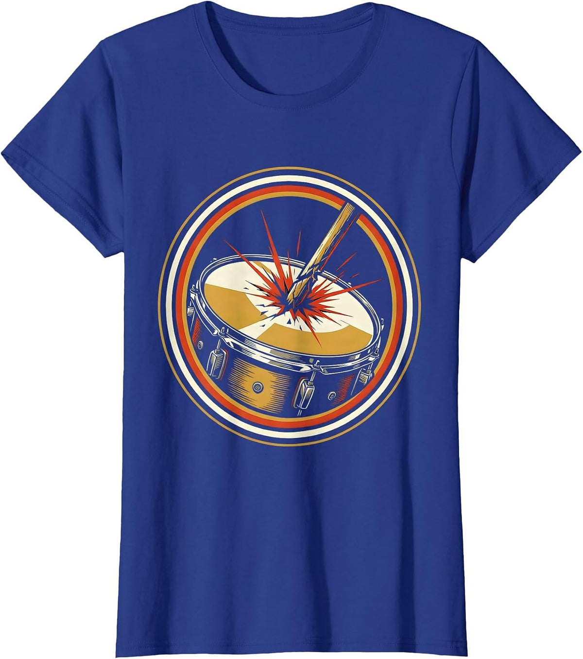 Women's Broken Drumstick Snare Drum 90s Band Graphic T-Shirt - Royal Blue
