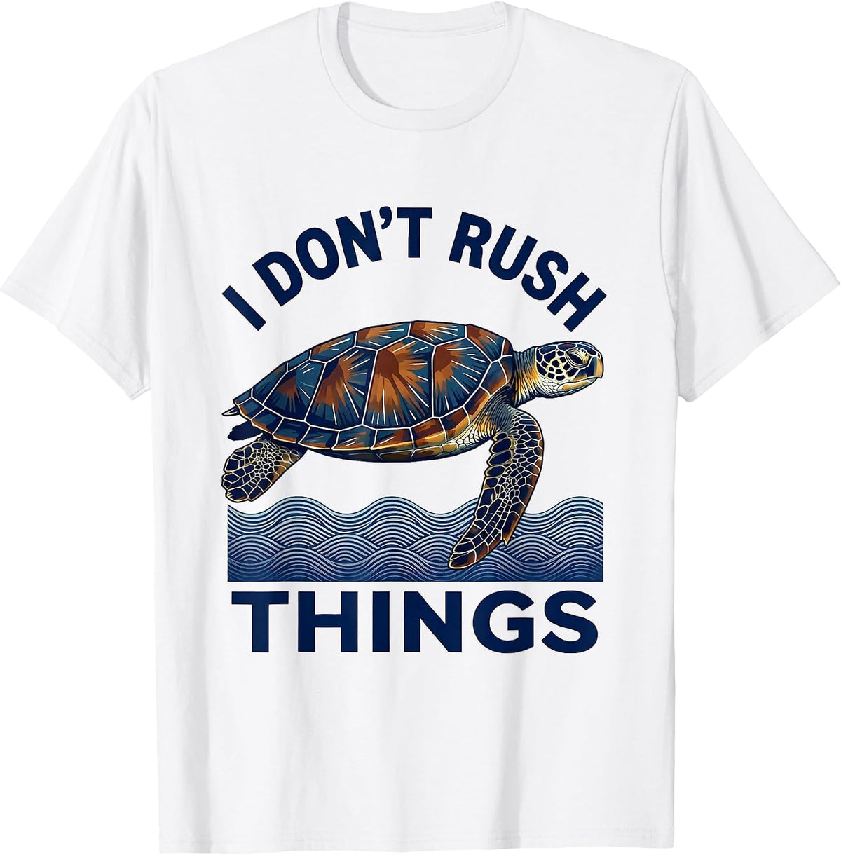 Men's I Don't Rush Things Ukiyo-e Sea Turtle Lover Animal Humor T-Shirt - White