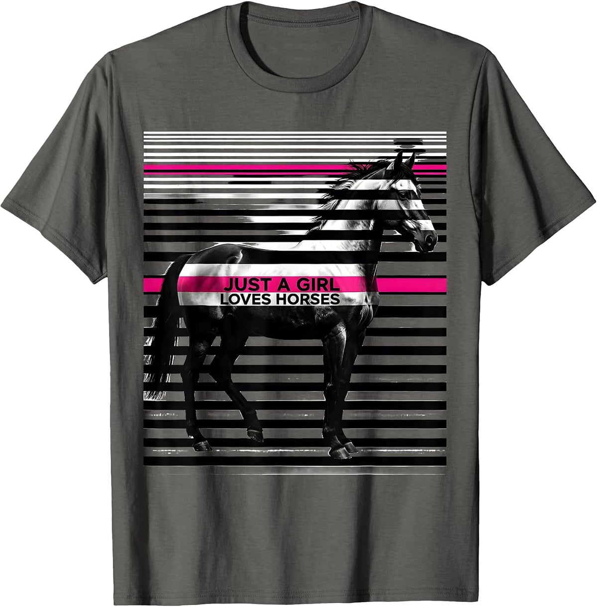 Just a Girl Who Loves Horses Equestrian Design T-Shirt - Asphalt Grey