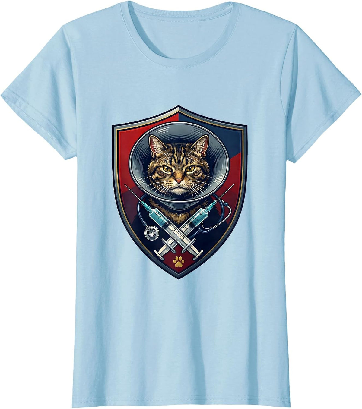 Veterinary Shield Emblem Vet Tech Humor Gift T-Shirt - Baby Blue