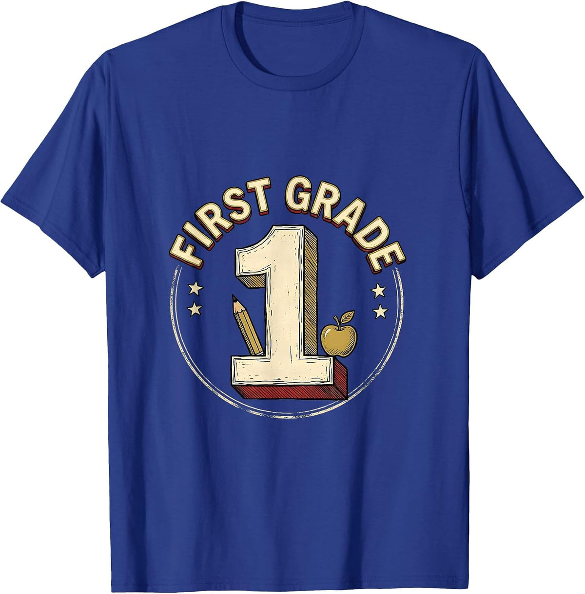 Men's First Grade Typography Team First Day of School Student T-Shirt - Royal Blue