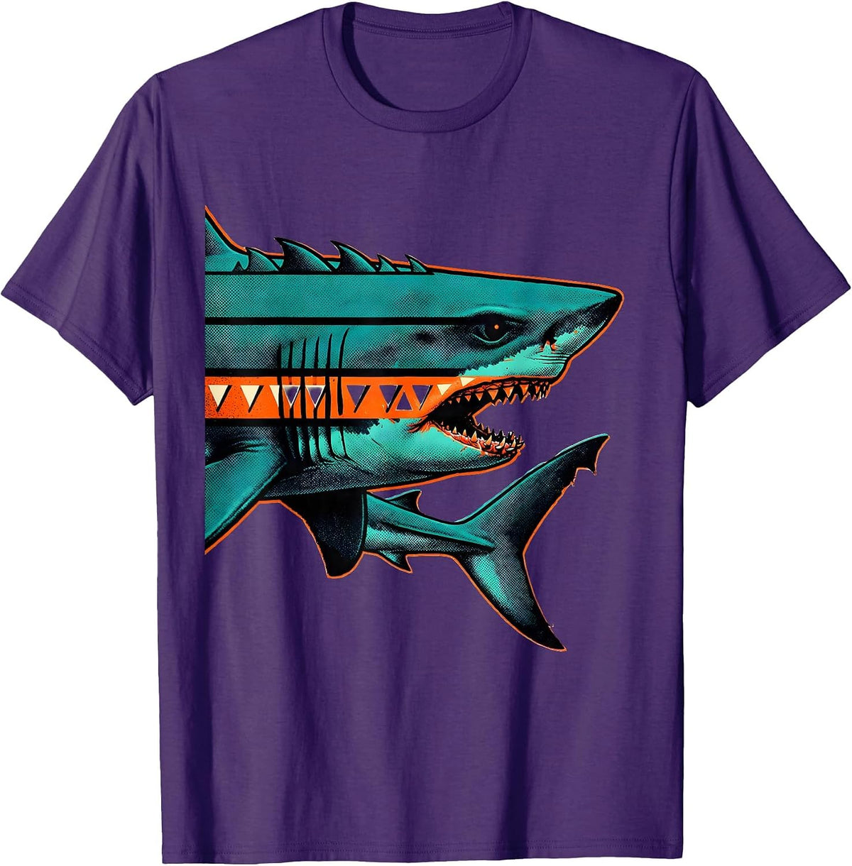 Men's Goblin Shark Risograph Ocean Wildlife Humor T-Shirt - Purple