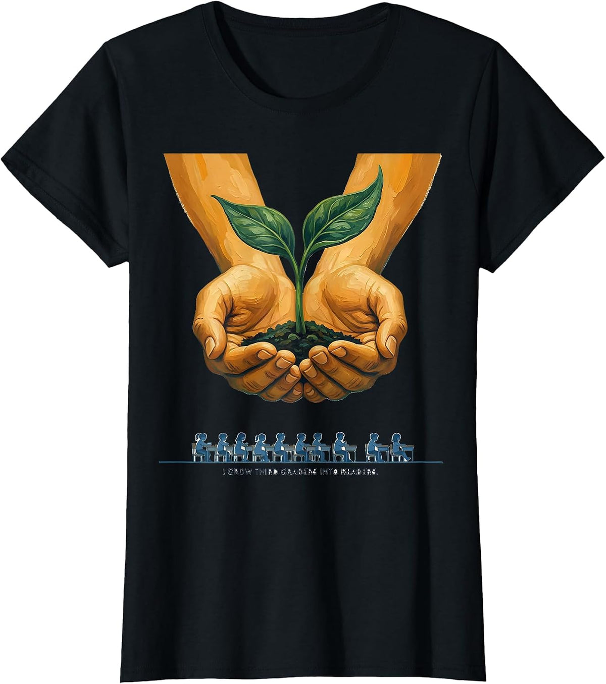 I Grow Third Graders Into Readers Funny Teacher Classroom T-Shirt - Black