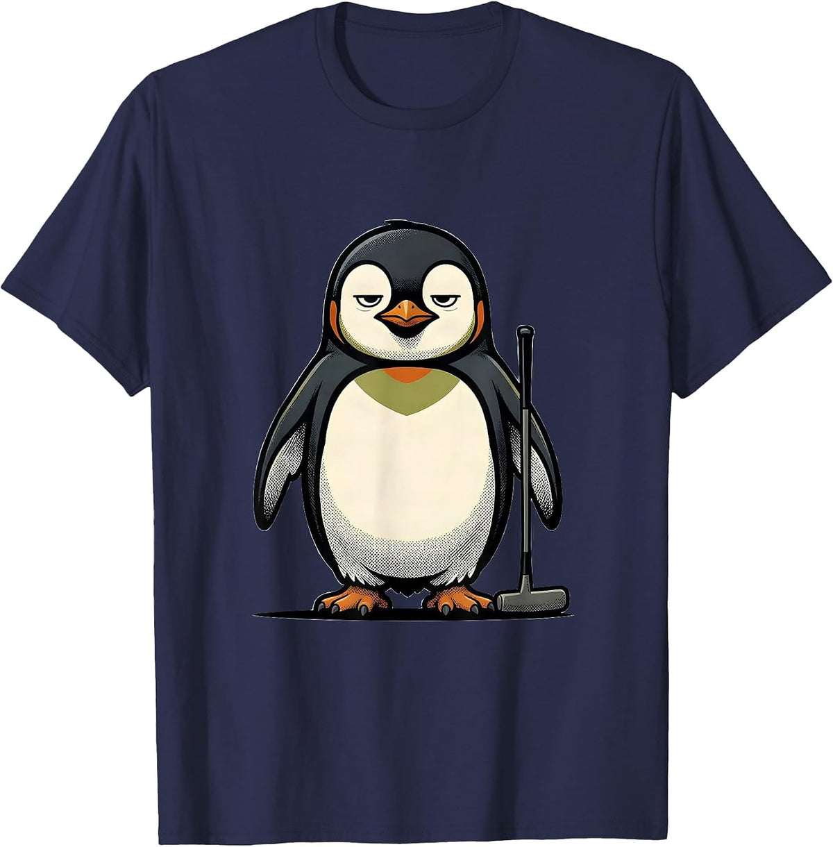 Men's Flight Was Never An Option Penguin Mascot Logo Novelty Humor T-Shirt - Navy Blue