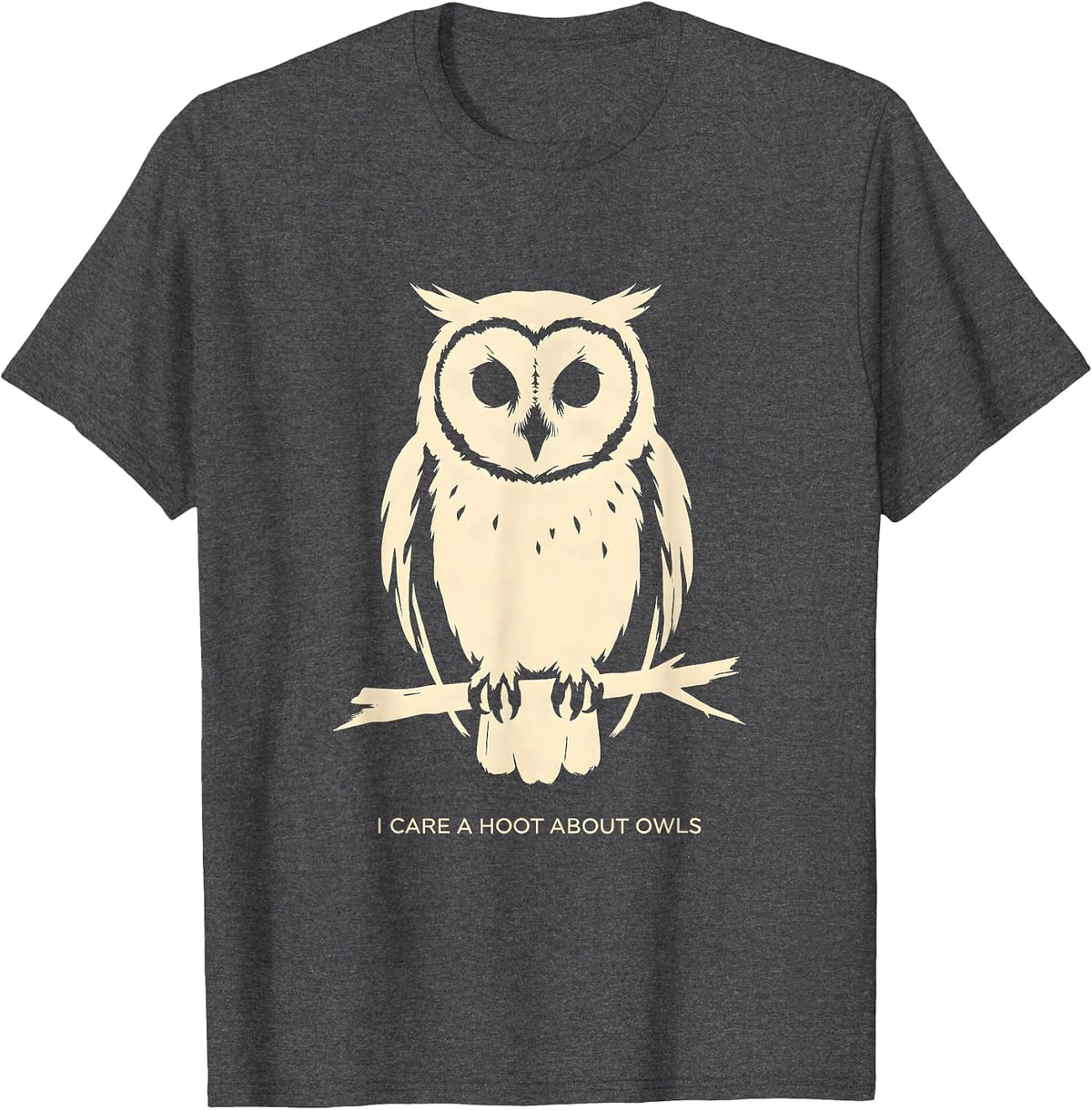 Men's I Care A Hoot About Owls Funny Owl Lover Birdwatcher Humor T-Shirt - Dark Heather Grey