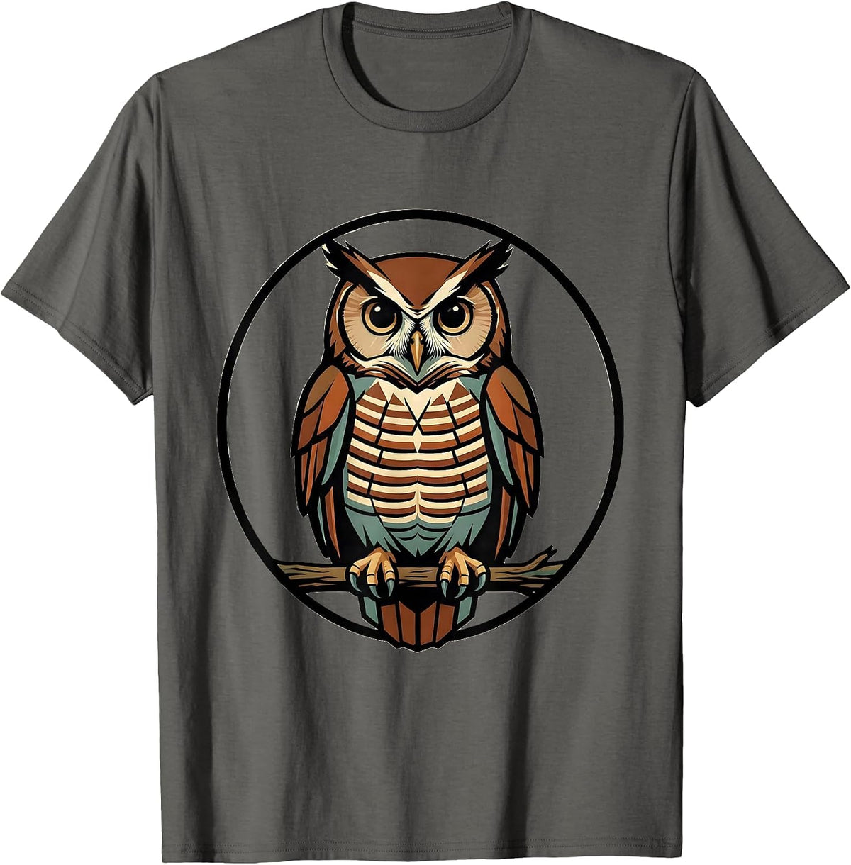 Spectacled Owl Nature Lover Vintage Graphic T-Shirt - Asphalt Grey