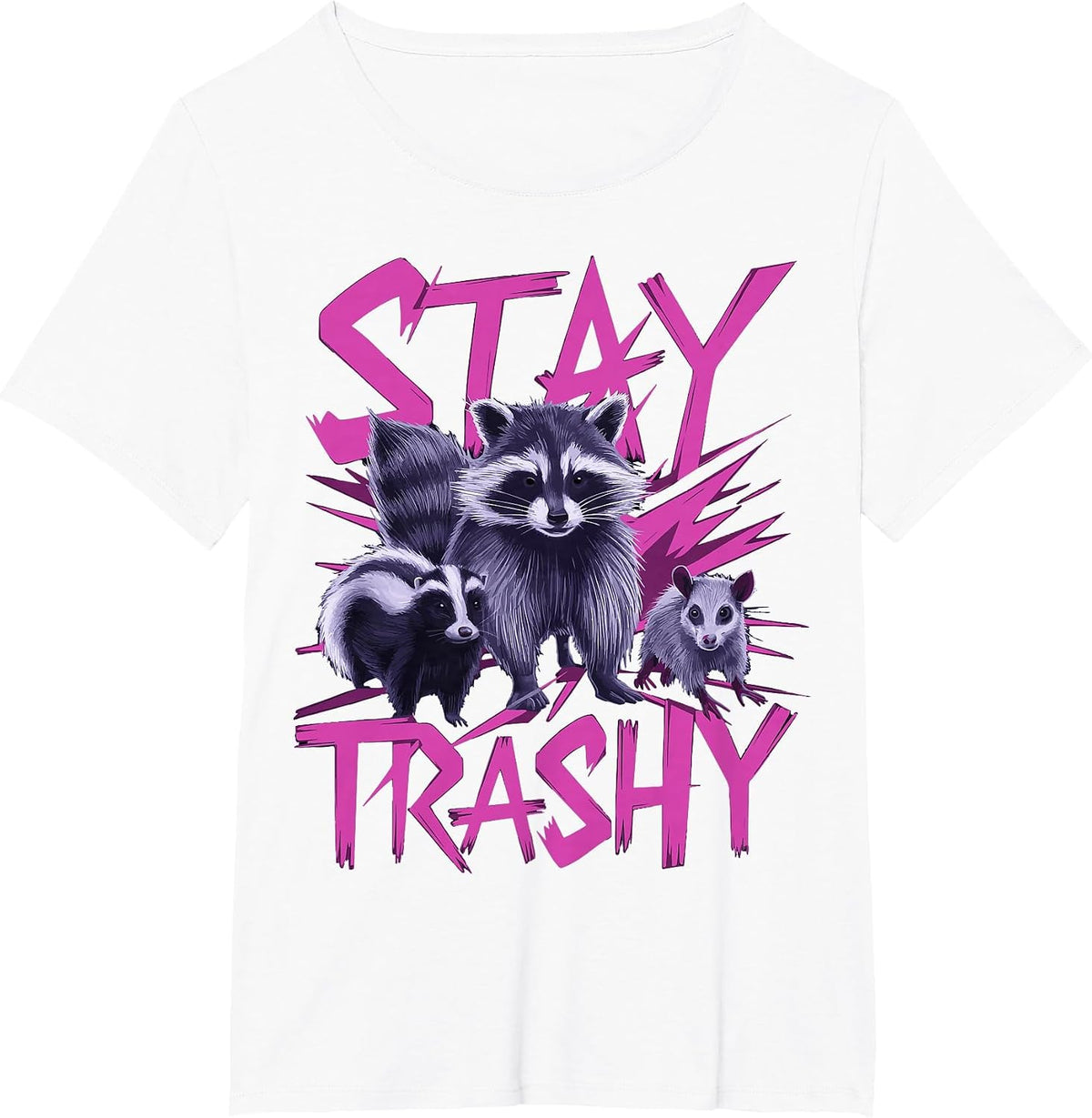 Stay Trashy Raccoon Opossum T-Shirt - White