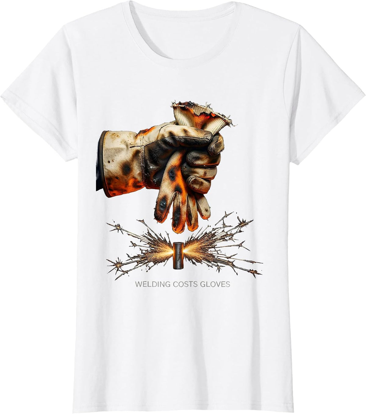 Women's Welding Costs Gloves Funny Welder Skeleton Humor Metal T-Shirt - White