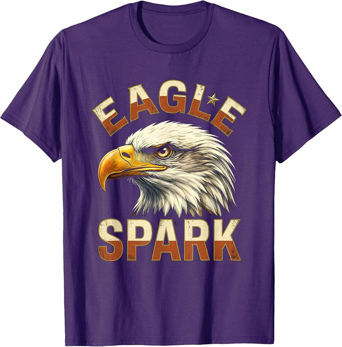 Men's Eagle Spark Vintage Bald Eagle Mascot Fan Pride Family T-Shirt - Purple