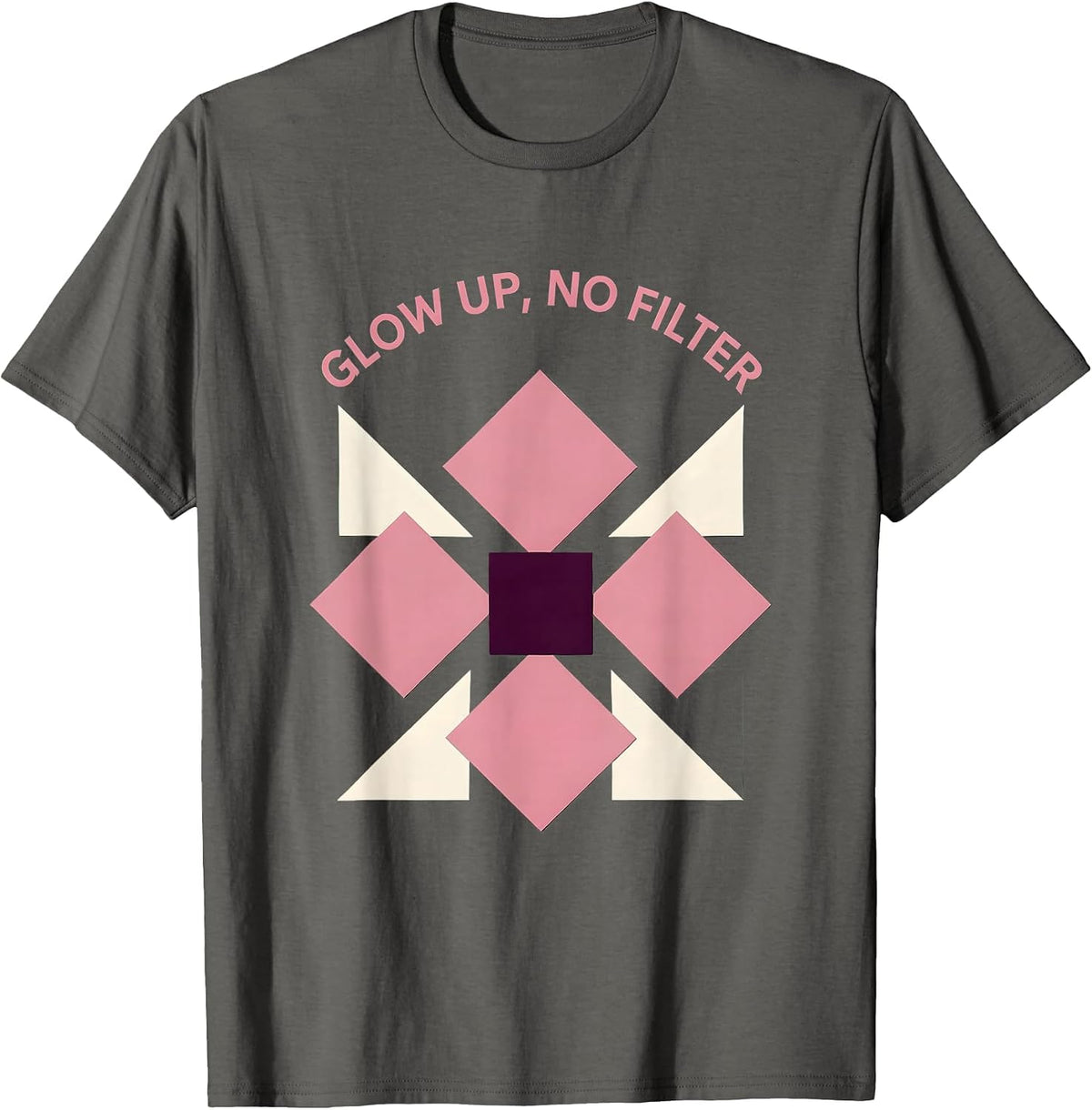 Glow Up No Filter K-Beauty Skincare Design T-Shirt - Asphalt Grey