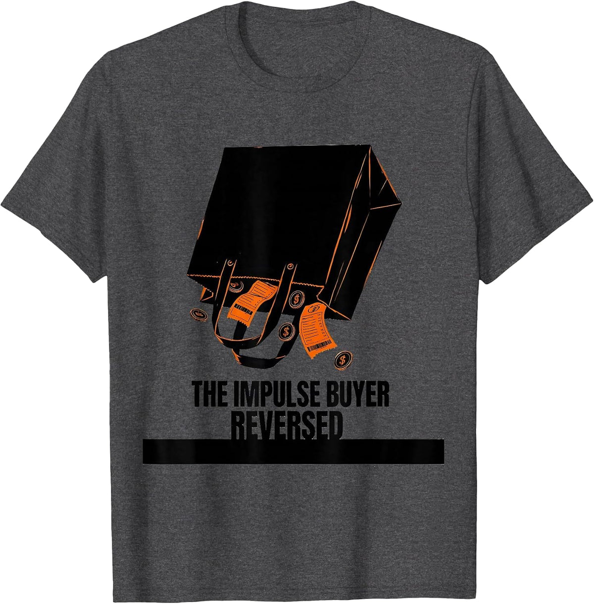 The Impulse Buyer, Reversed Brutalist Graphic Gothic Tarot T-Shirt - Dark Heather Grey