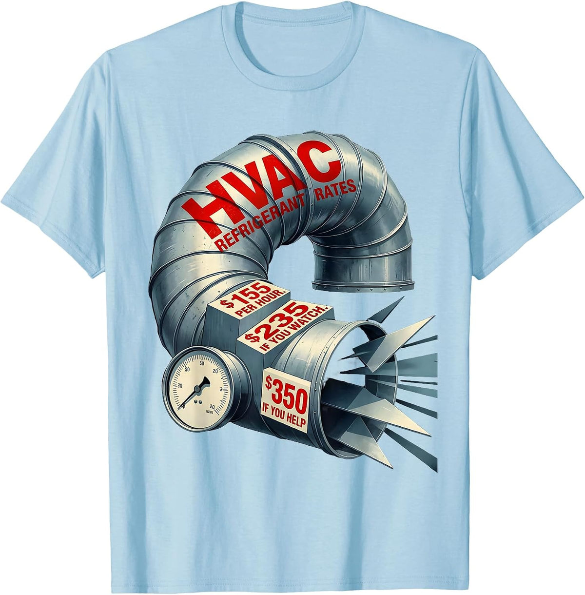 Men's HVAC Refrigerant Rates Funny HVAC Technician Trade Humor T-Shirt - Baby Blue
