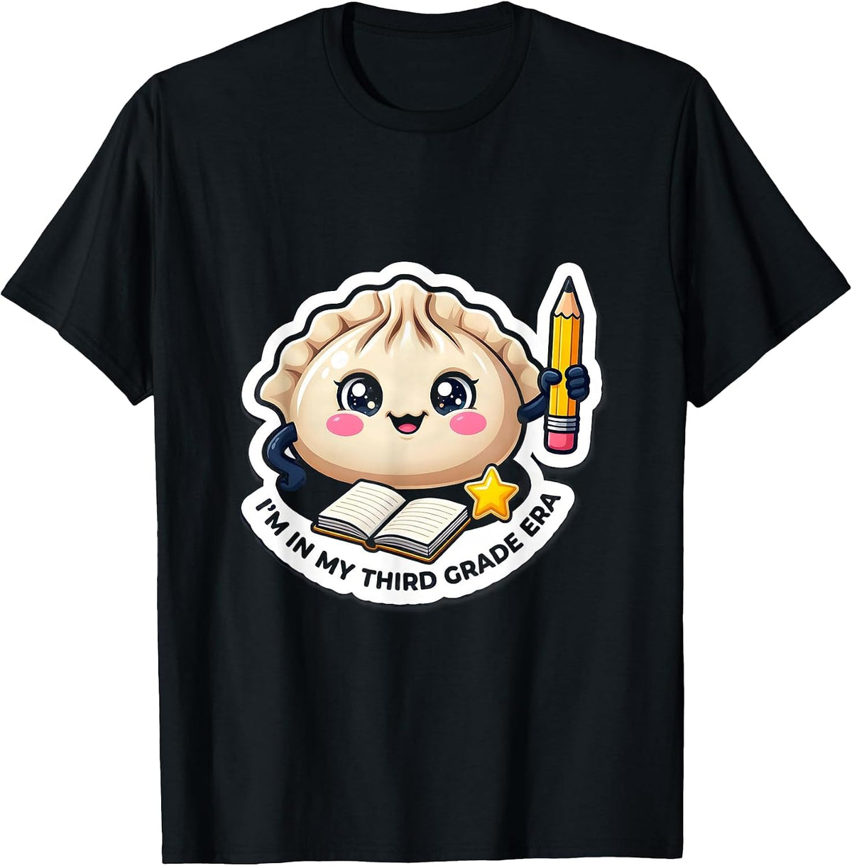 Men's I'm In My Third Grade Era Cute Dumpling Back to School Girl T-Shirt - Black