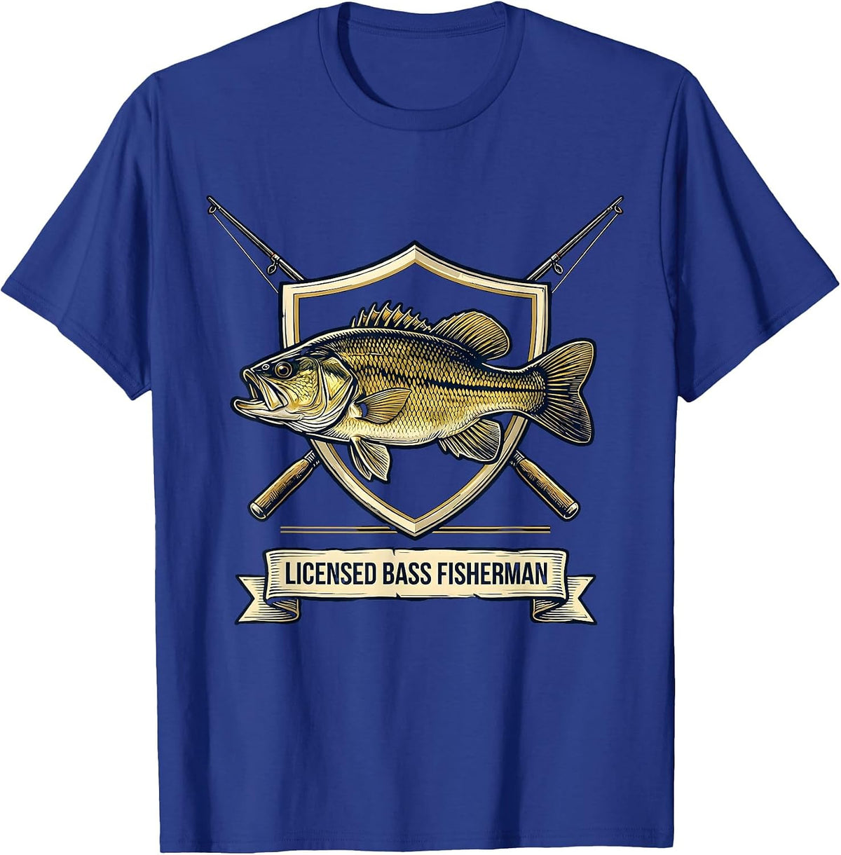 Licensed Bass Fisherman Funny Fishing Humor T-Shirt - Royal Blue
