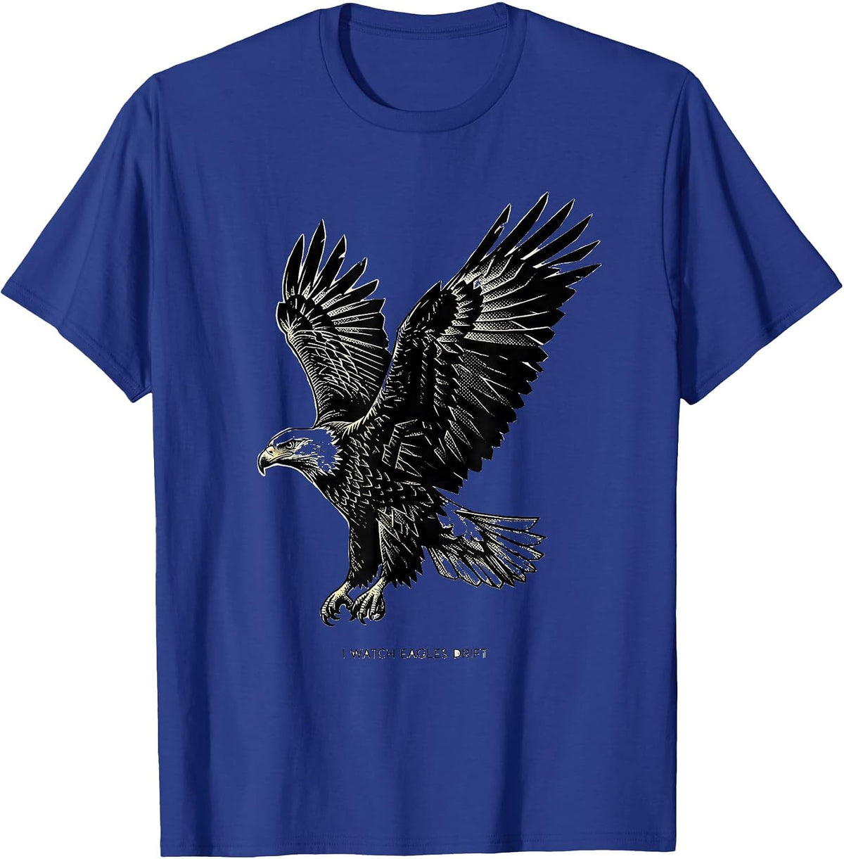 Men's I Watch Eagles Drift Custom Dithered Bald Eagle Wildlife Art T-Shirt - Royal Blue