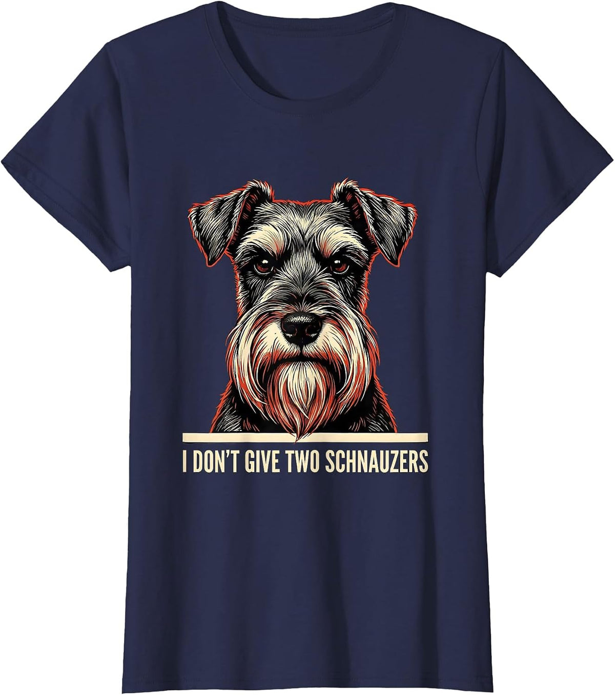 Women's I Don't Give Two Schnauzers Funny Miniature Schnauzer Lover T-Shirt - Navy Blue