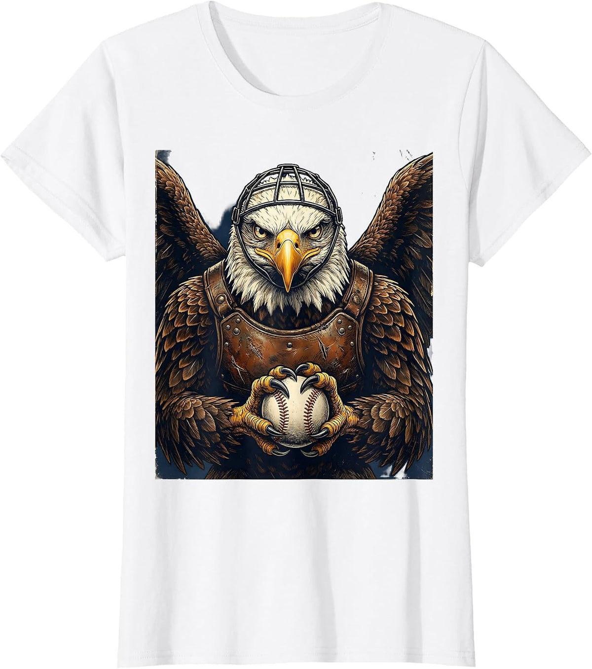 Women's Bald Eagle Umpire Baseball Graphic T-Shirt - White