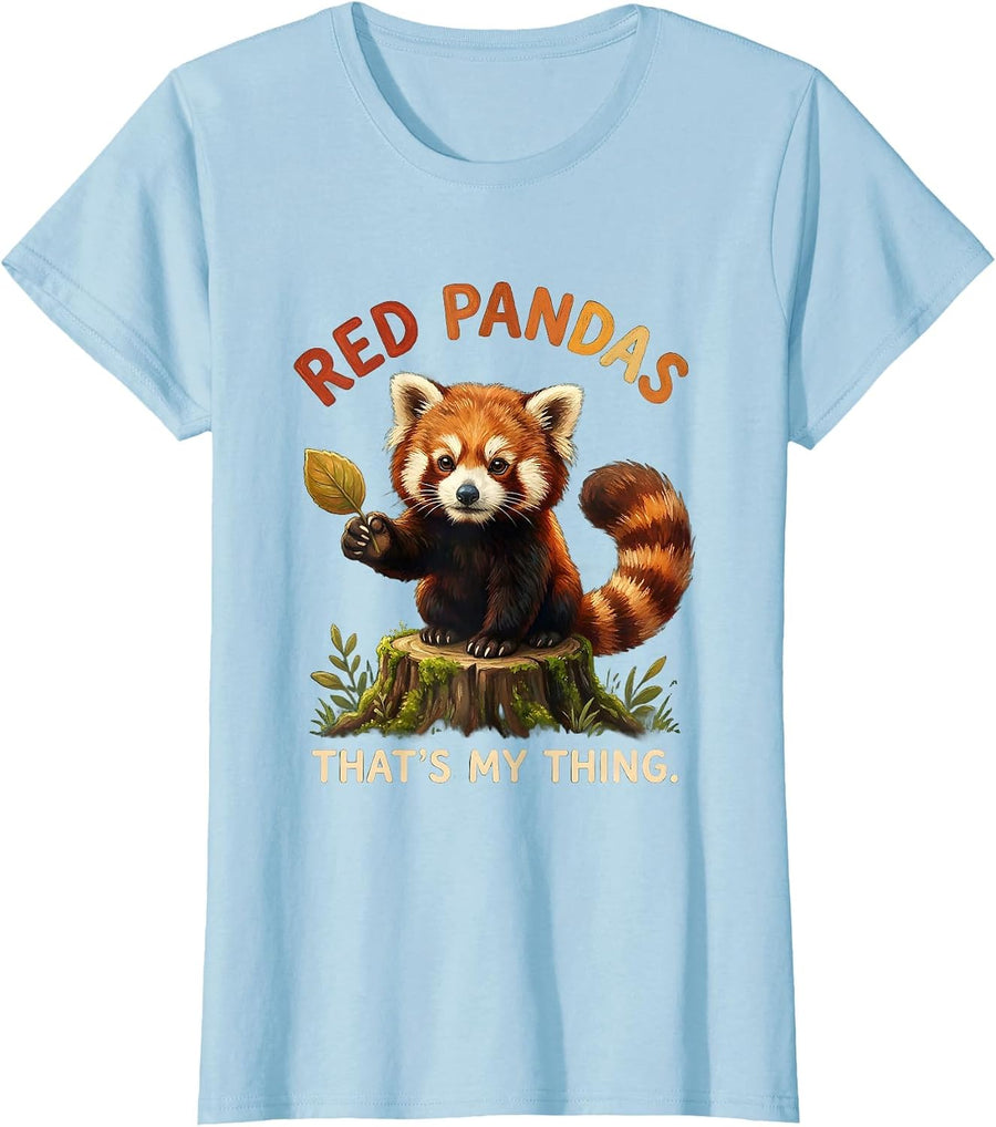 Women's Red Pandas That's My Thing Storybook Animal Lover Gift T-Shirt - Baby Blue